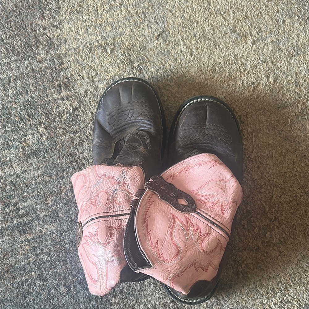 Justin Pink and Brown Western Boots